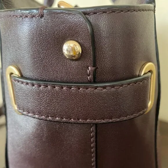 Coach F55665 Pebble And Smooth Leather Satchel/Shoulder/Crossbody Bag Burgundy